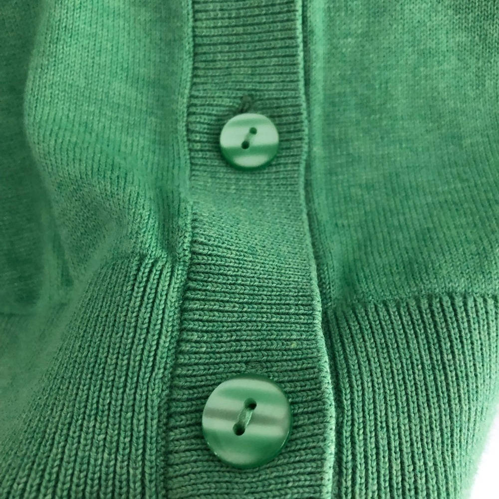 J. Jill Cardigan Organic Cotton Green V-Neck Sweater Large - Picture 7 of 11